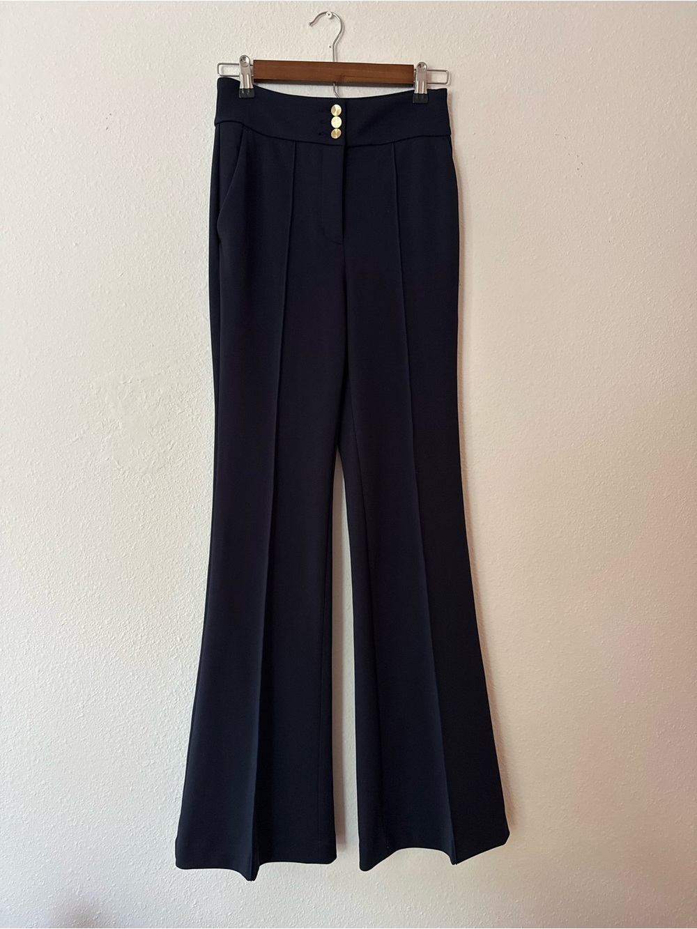 Express Navy High-Waist Flare Suit Pants